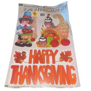 Vintage VTG EUREKA NOS Thanksgiving 7 PC Paper Die Cuts USA New In Plastic